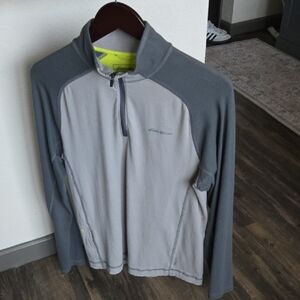 Eddie Bauer Free Dry Active Gray Quarter-Zip Pullover Small GUC